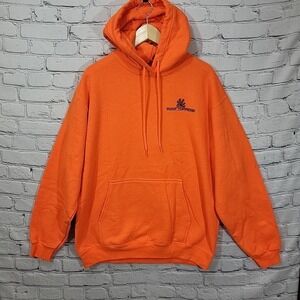 Bright Orange Hoodie Mens L Large Pullover Kangaroo Pouch Roof Toppers